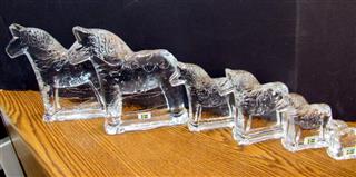 VT LINDSHAMMAR HANDMADE CRYSTAL HORSE COLLECTION SET OF 6 SWEDEN